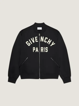 サテン素材のクチュール・シーム・ボンバー、Givenchy Parisの刺繍入り