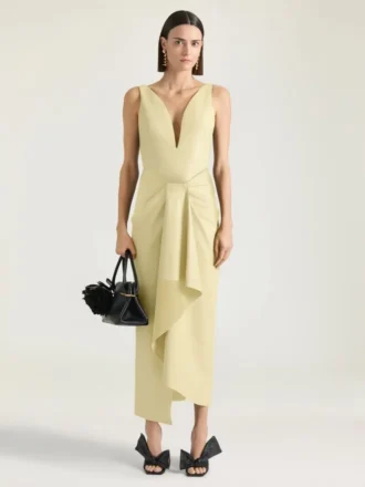 レザー製ロングラップドレス