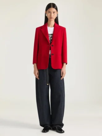 クレープ・キャディ素材のシングルブレストジャケット