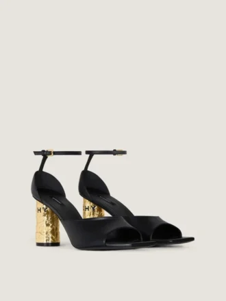 レザー製テープヒールサンダル