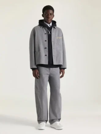 ヘリンボーンデニムジャケット、Givenchy Parisの刺繍入り