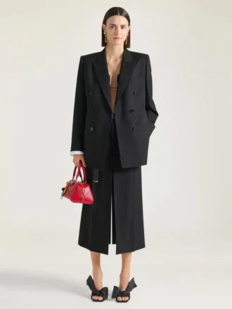 ウールとモヘアのミディパンツスカート