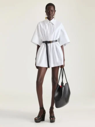 ポプリン素材のミニシャツドレス