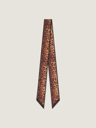 シルク製バンダナ（レオパード柄）