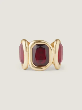 メタルとクリスタルを使用した彫刻的なデザインのクリスタルカフ