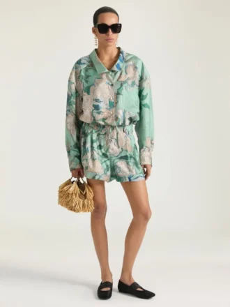 ローズプリントのシルクショーツ