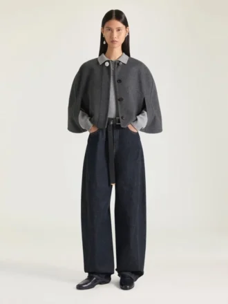 ウール＆カシミア製クロップドケープ