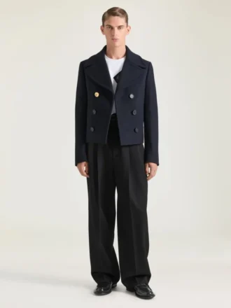 ウール製クロップド・ピーコート