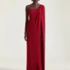 クレープ・キャディ素材のアシンメトリー・イブニングドレス クレープ・キャディ素材のアシンメトリー・イブニングドレス