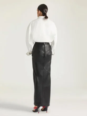 レザー製ロングラップスカート