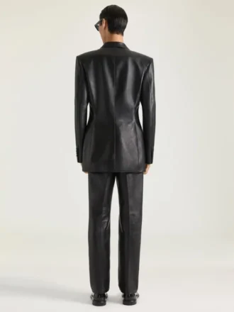 レザー製ストレートレッグパンツ