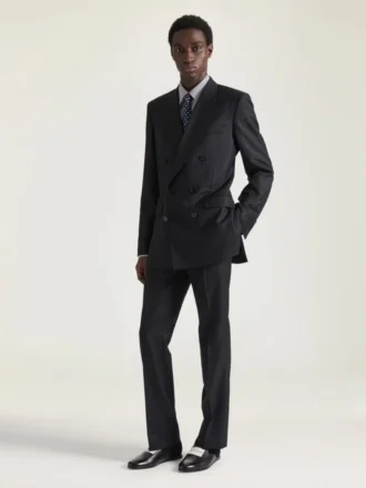 ストライプ柄ウール製ストレートレッグテーラードパンツ