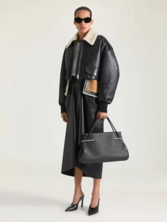 レザー製スパイクヒールミュール