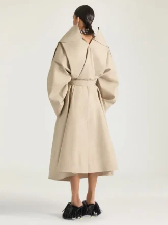 コットン製 スラッシュディテール ロングトレンチコート