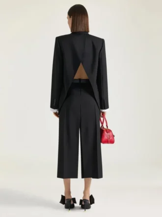 ウールとモヘアのミディパンツスカート