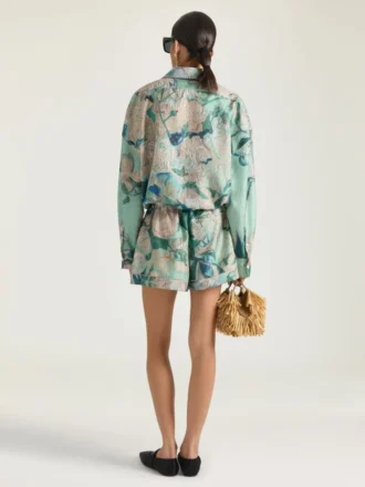 ローズプリントのシルクショーツ