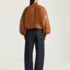ナッパレザー製 クロップド コクーン ボンバー ナッパレザー製 クロップド コクーン ボンバー