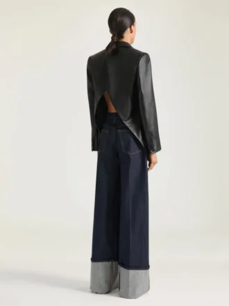 レザー製ダブルブレスト・スラッシュジャケット