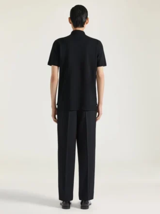 クリスタル刺繍入りコットンポロシャツ