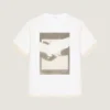 コットンとオーガンザのTシャツ。シュルレアリスムプリント コットンとオーガンザのTシャツ。シュルレアリスムプリント