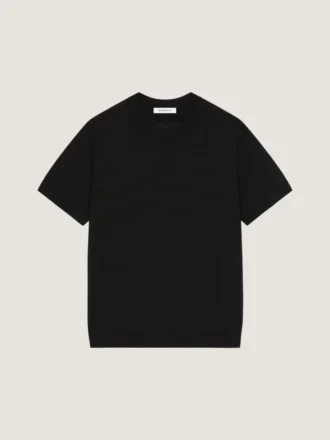 グログランディテールをあしらったコットンニットTシャツ